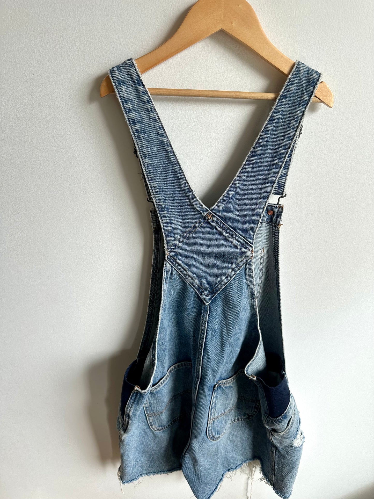 Denim Maternity Overall Shorts / M