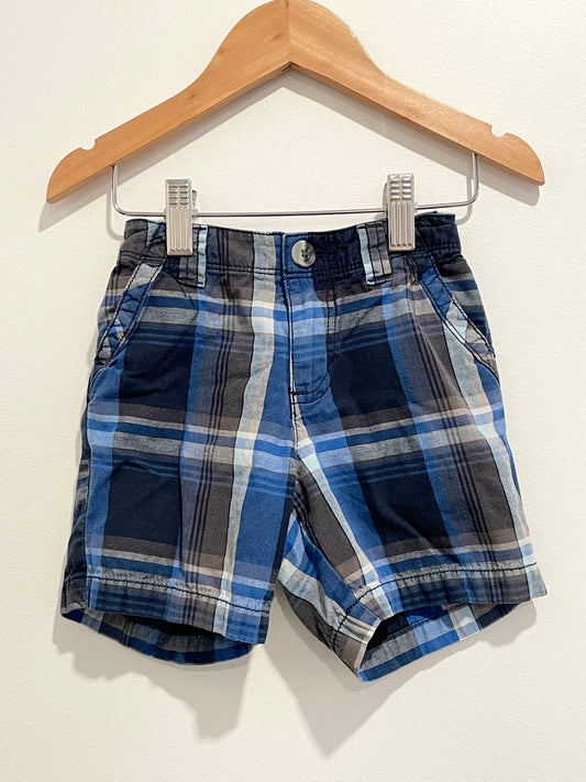 Blue Plaid Shorts / 18-24m