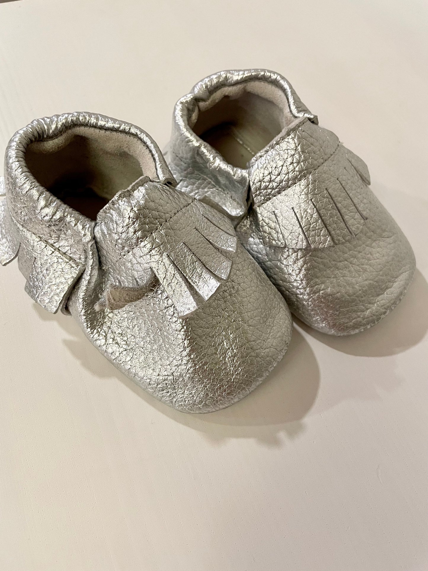 Silver Soft Sole Mocs / 6-12m