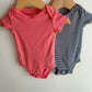 Set of 2 Bow Bodysuits- Pink + Striped / 3-6m