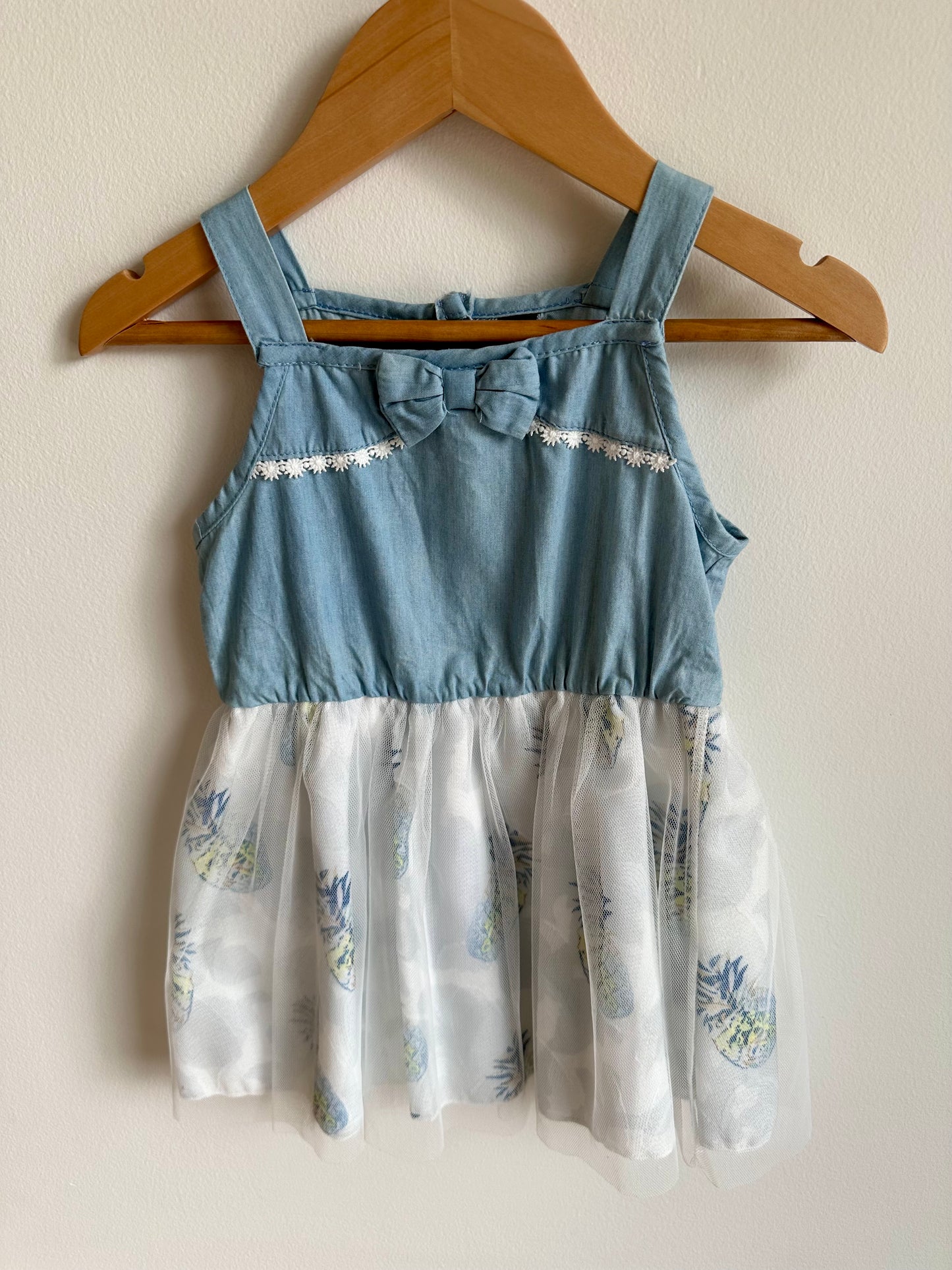 Chambray Pineapple Tulle Dress / 2T