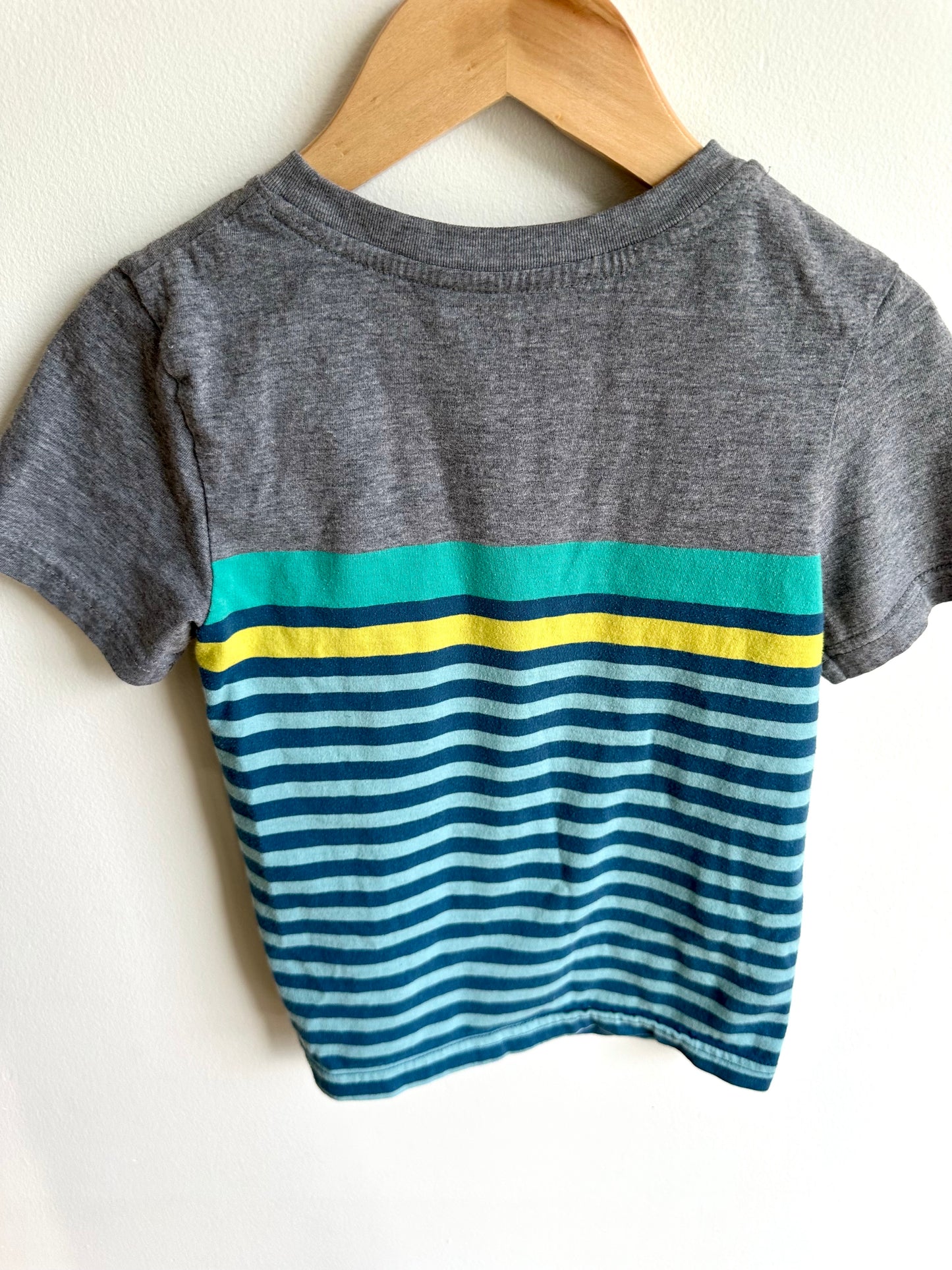 Grey T-Shirt with Blue Stripes / 5T