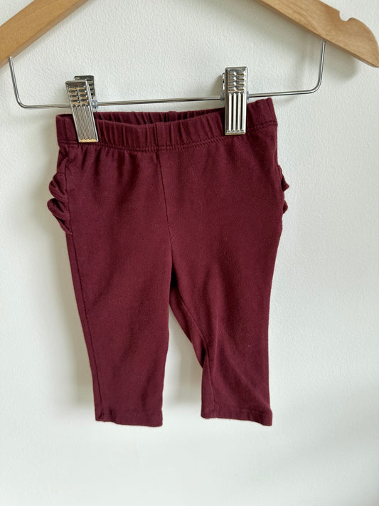 Maroon Leggings with Ruffle / 3-6m