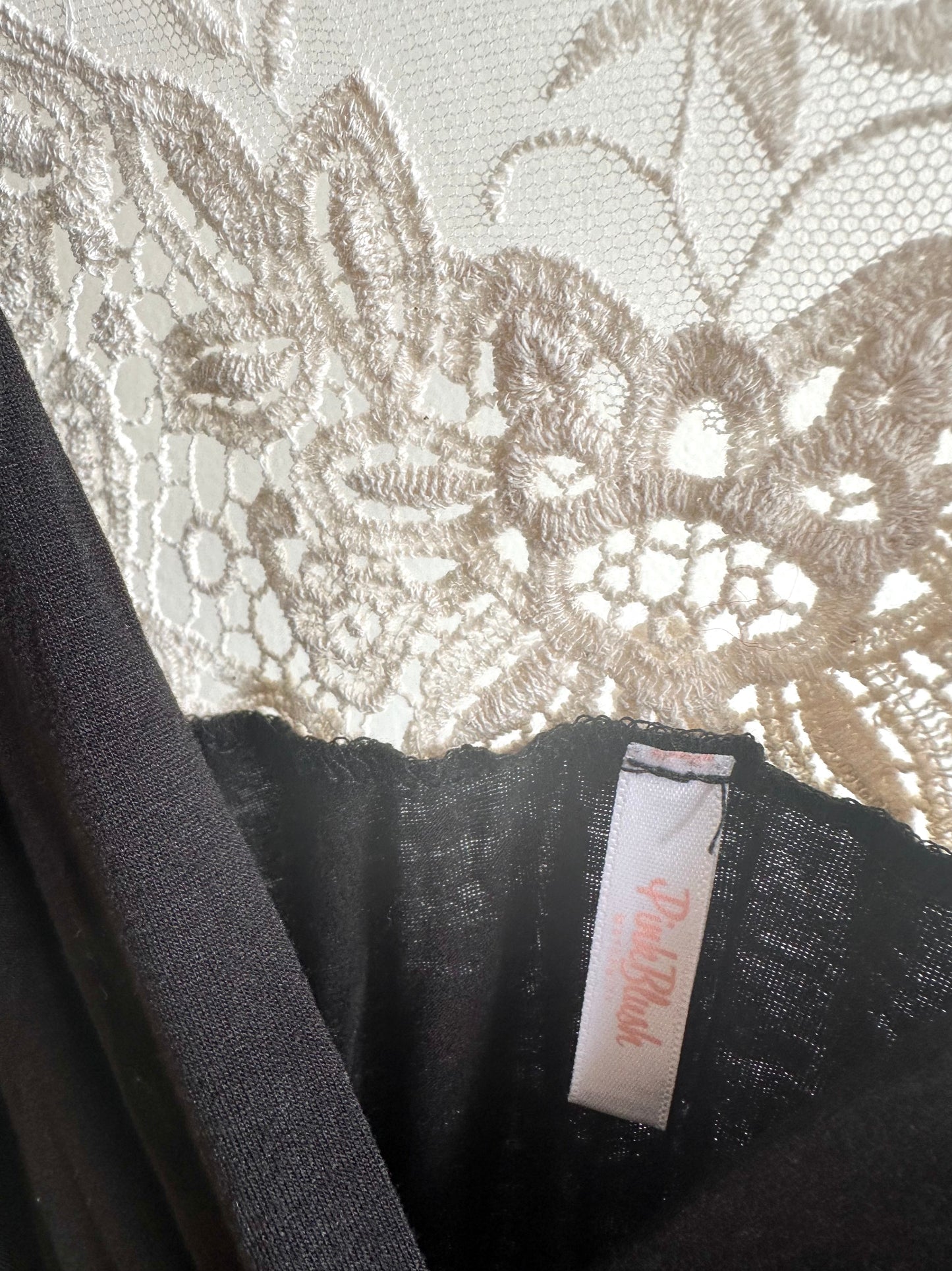 Black Maternity Dress with White Lace / Small