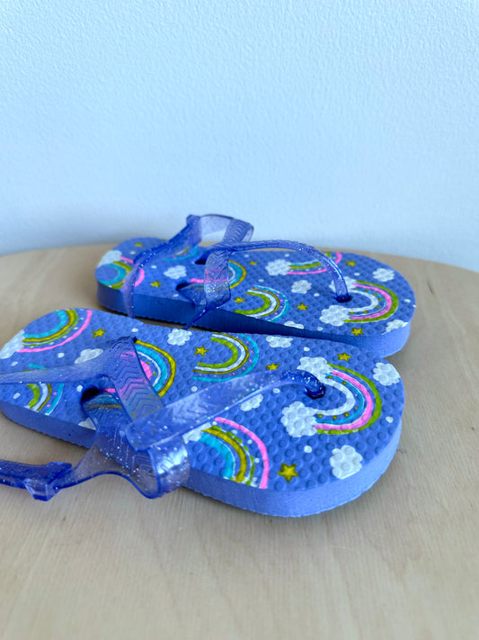 Ankle Strap Rainbow Flip Flops / Size 7-8 Toddler Footwear