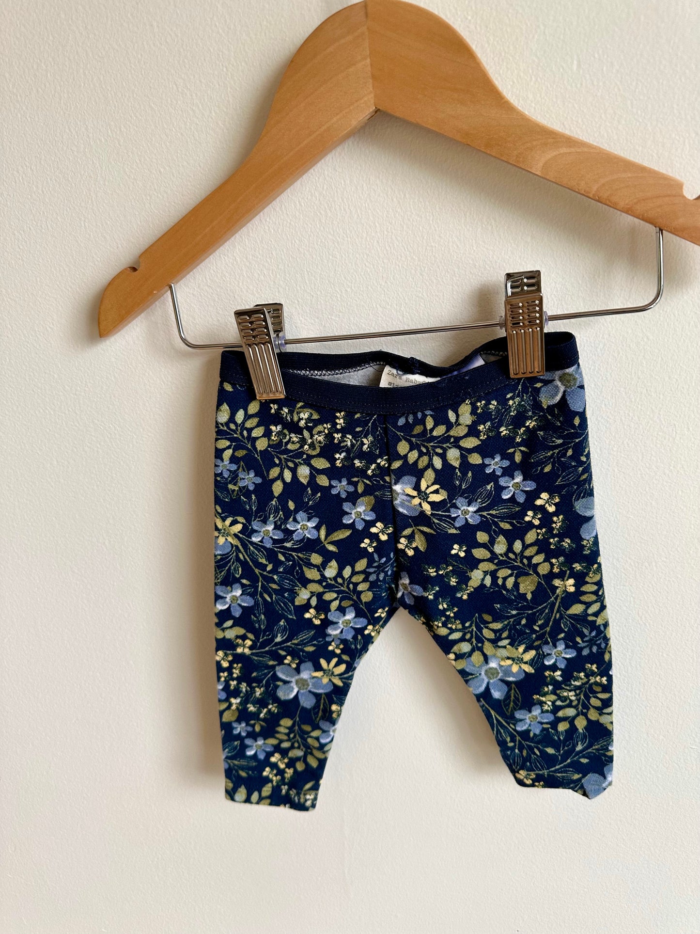 Zara Blue Floral Leggings / 3-6m