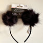 Set of 2 Pom Pom Headbands - Black + Purple