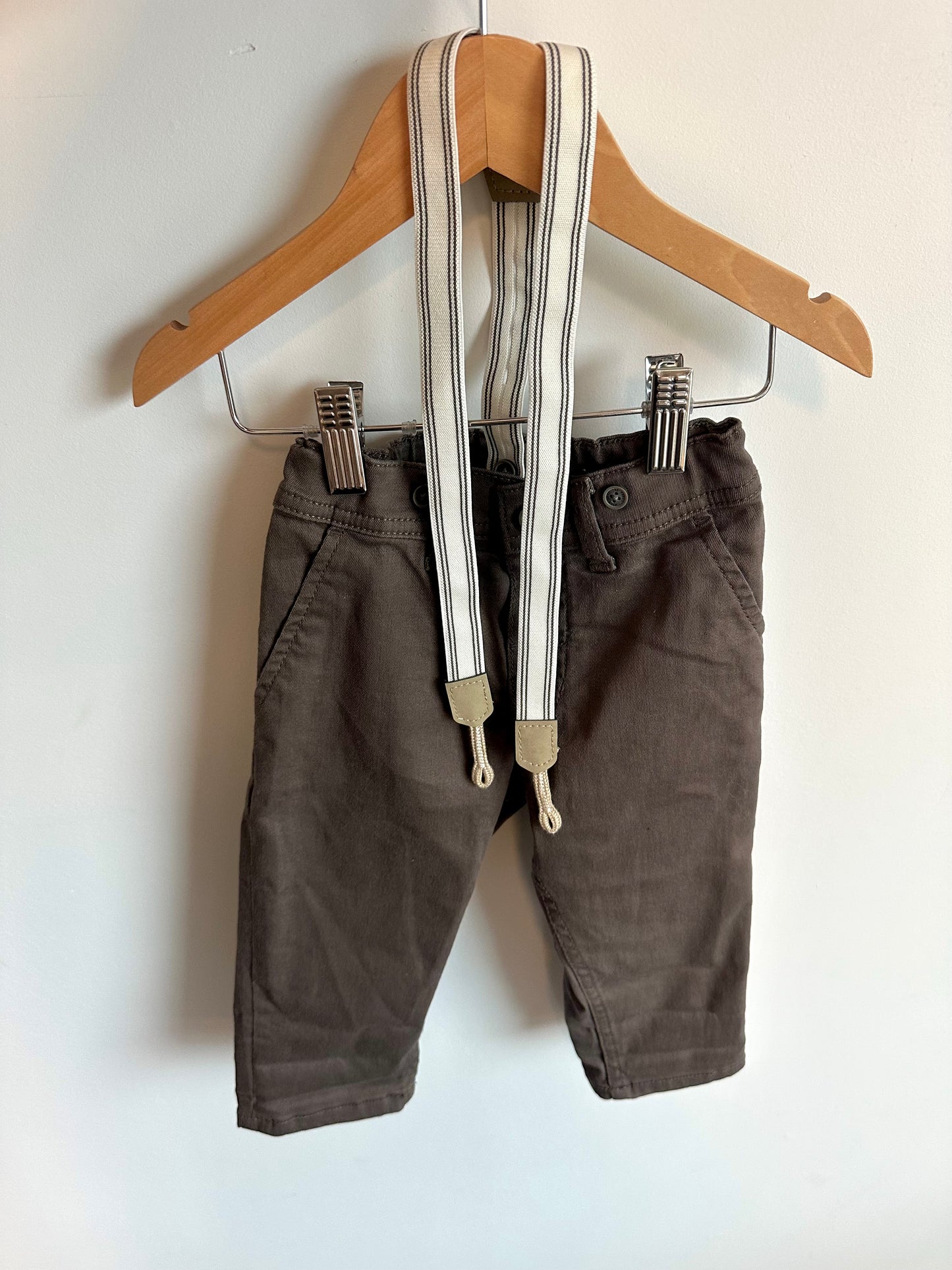 H&M Brown Pants with Suspenders / 12-18m