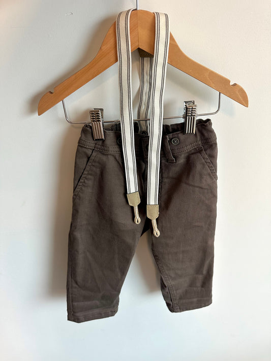 H&M Brown Pants with Suspenders / 12-18m