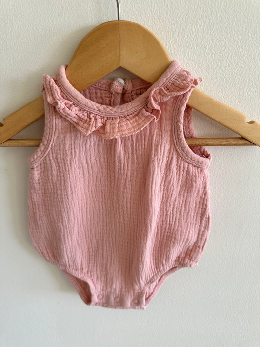 Blush Muslin Bodysuit / 0-3m