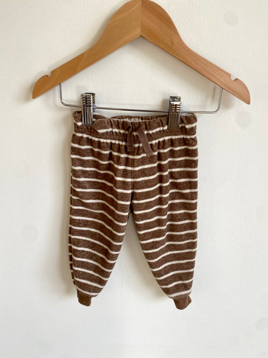 Brown Fleece Striped Pants / 6-9m