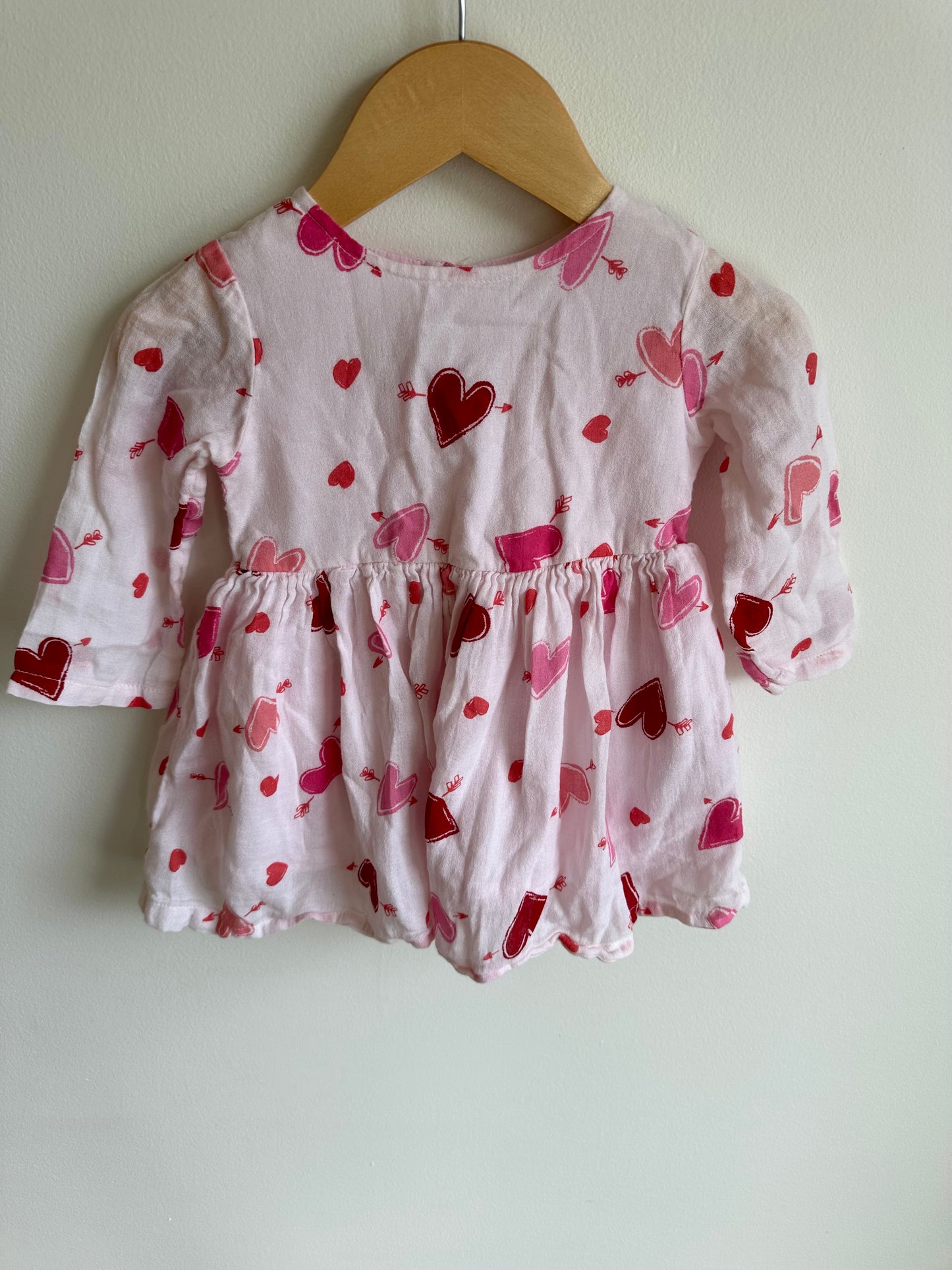 Pink Hearts Dress / 6-12m