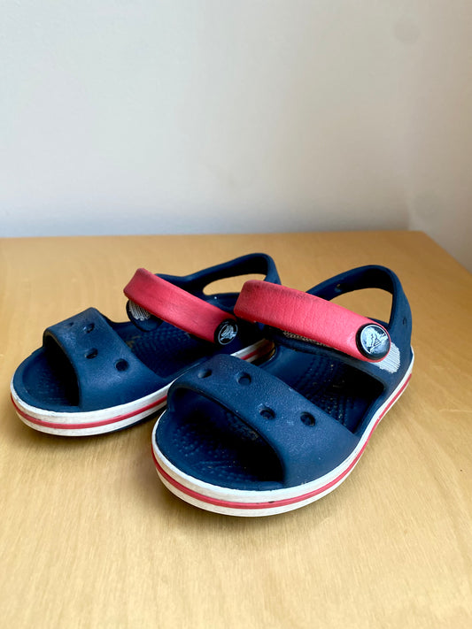 Croc Navy and Red Sandals / Size 4 Toddler