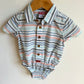 Striped Button Up and Tan Shorts Set / 9m