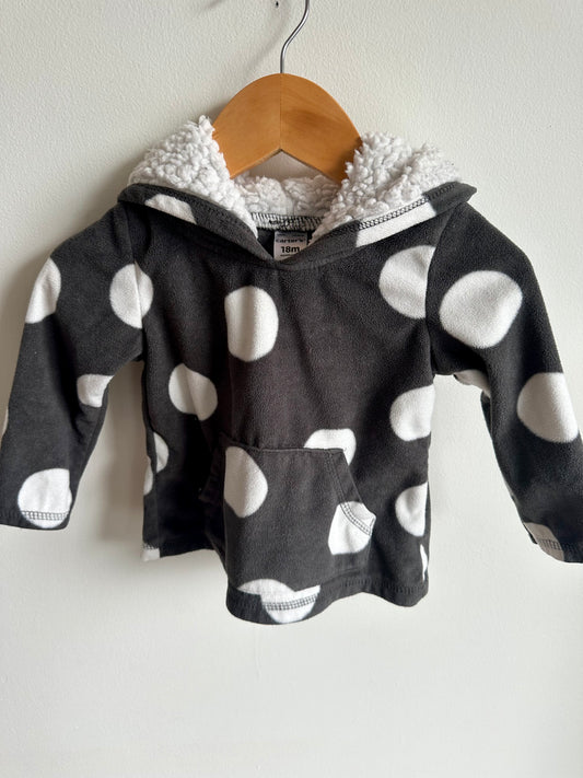 Grey Dot Fleece Hoodie / 18m