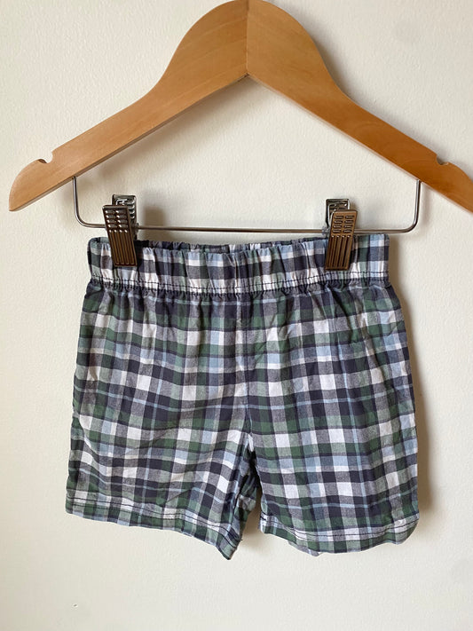 Plaid Green Blue and White Shorts / 18m