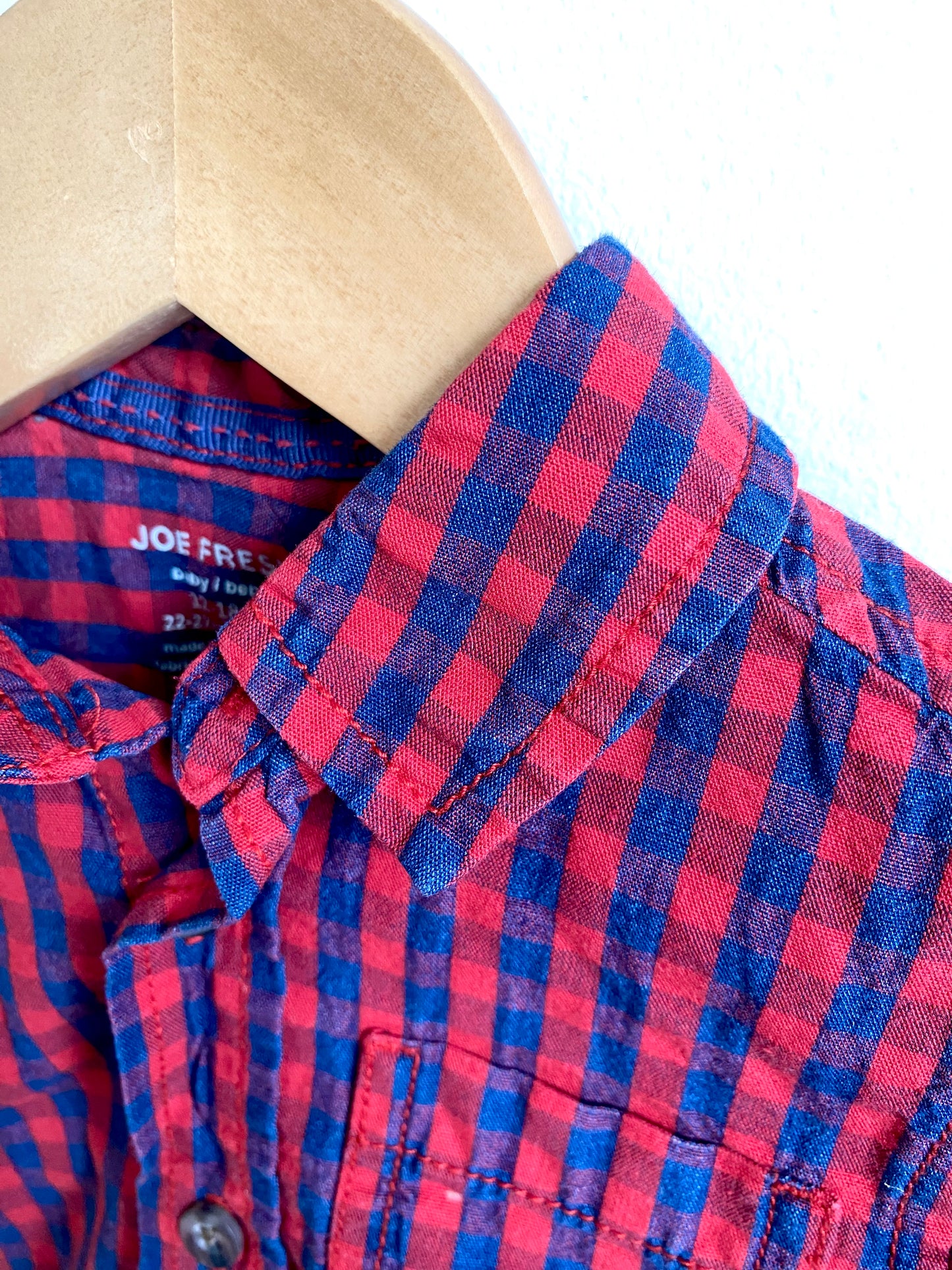 Button Up Checkered Plaid / 12-18m