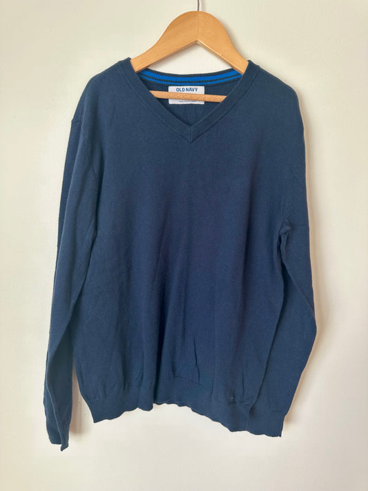 Blue Knit V-Neck Sweater / 10-12 years