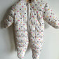 Polka Dot Bunting Suit with Hood and Fold Over Mittens / 3-6m