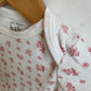 White with Pink Flowers Bodysuit / 3-6m