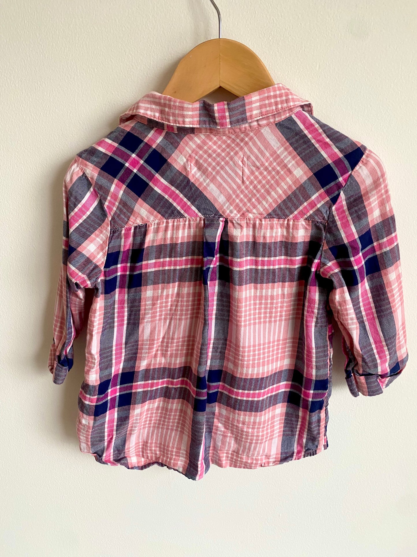 Pink Plaid Button Up Shirt / 4T