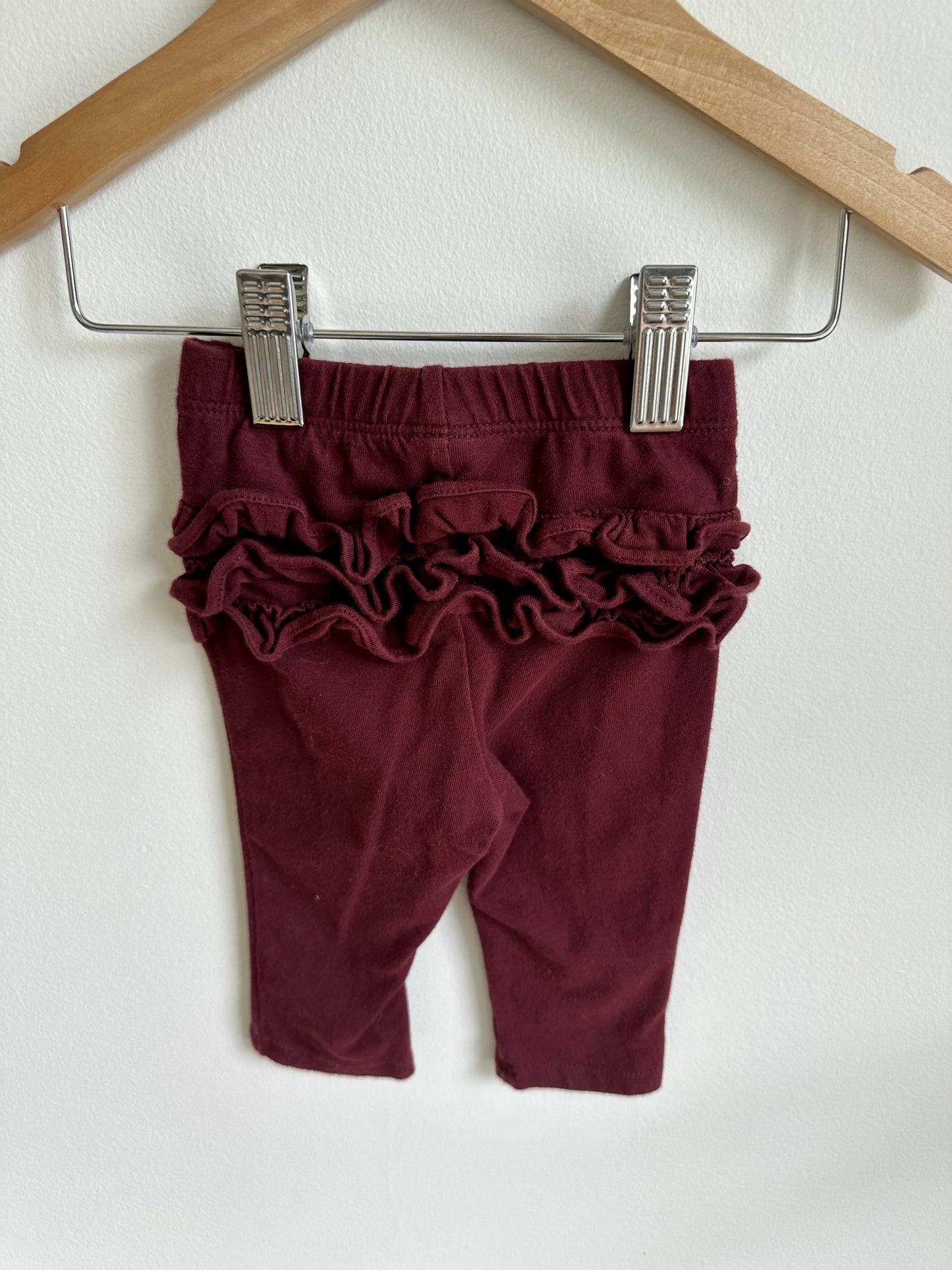 Maroon Leggings with Ruffle / 3-6m