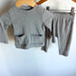 Grey Ribbed Long Sleeve + Pants Set / 6-12m
