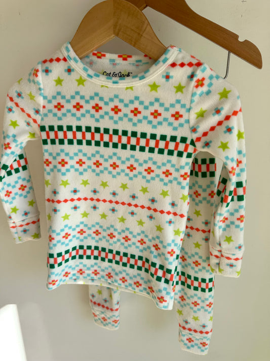 Soft White Patterned PJ Set / 2T