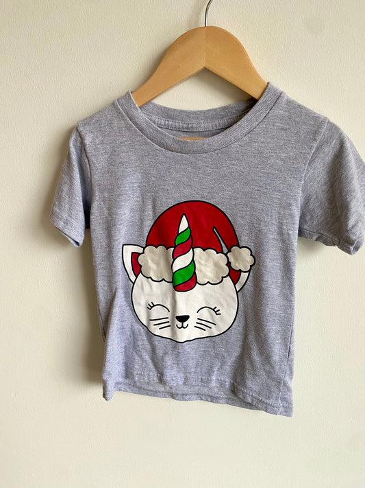 Christmas Cat Unicorn T-Shirt / 4T