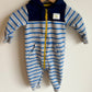 Blue Striped Hooded Jumpsuit / 6m