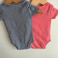 Set of 2 Bow Bodysuits- Pink + Striped / 3-6m