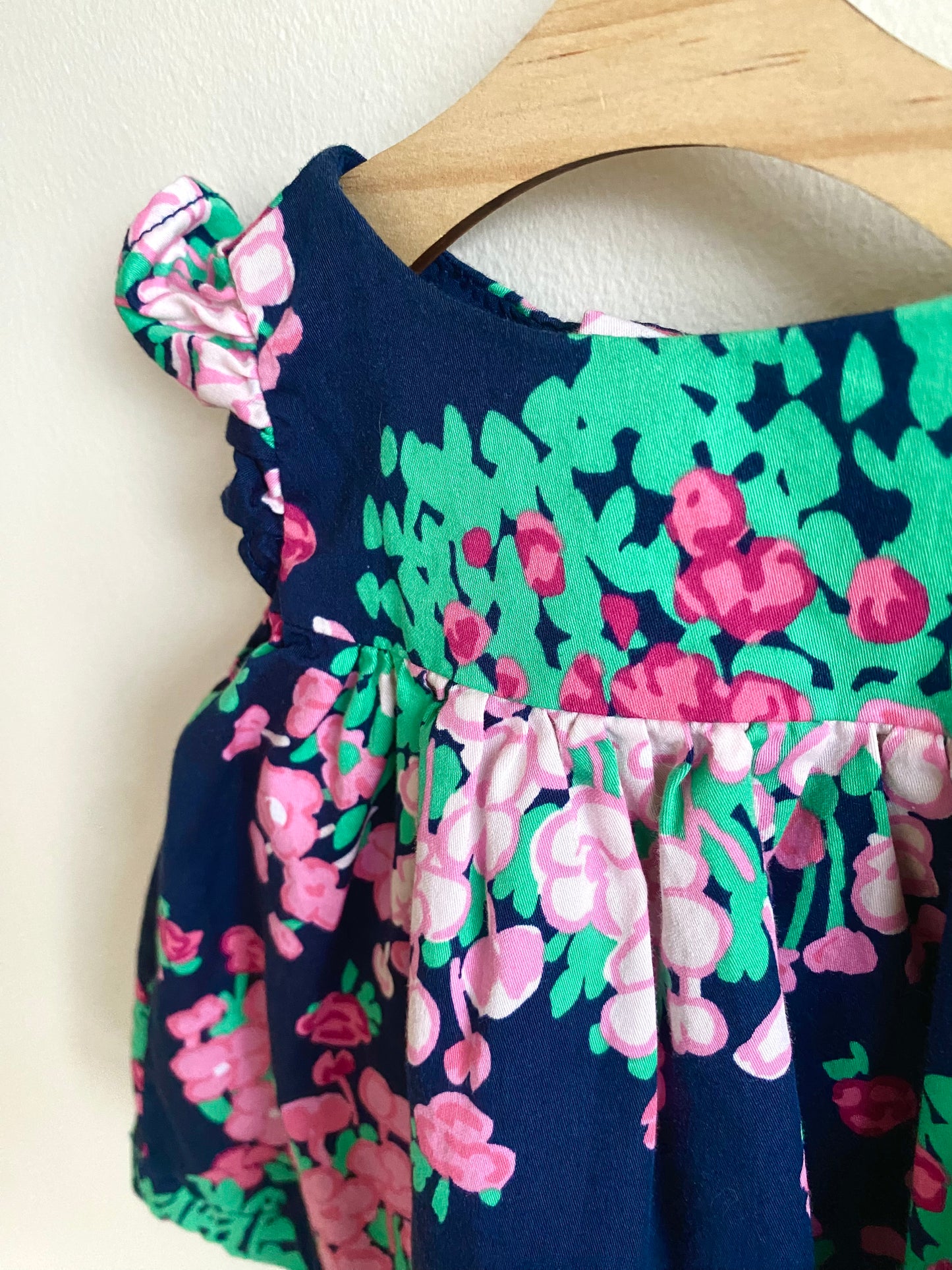 Navy Dress with Flowers / 0m