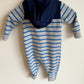 Blue Striped Hooded Jumpsuit / 6m