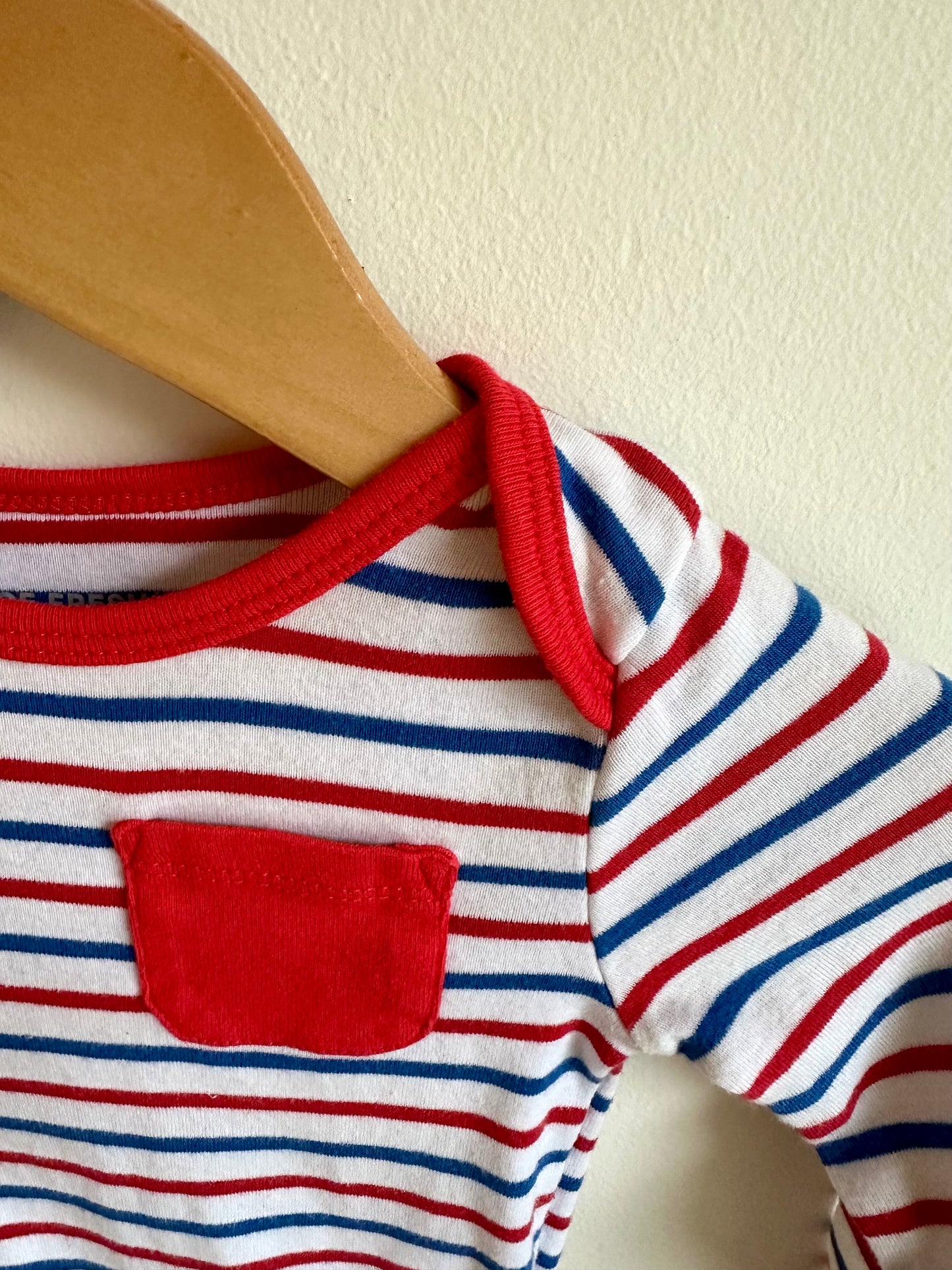 Red + Blue Striped Bodysuit / 6-12m