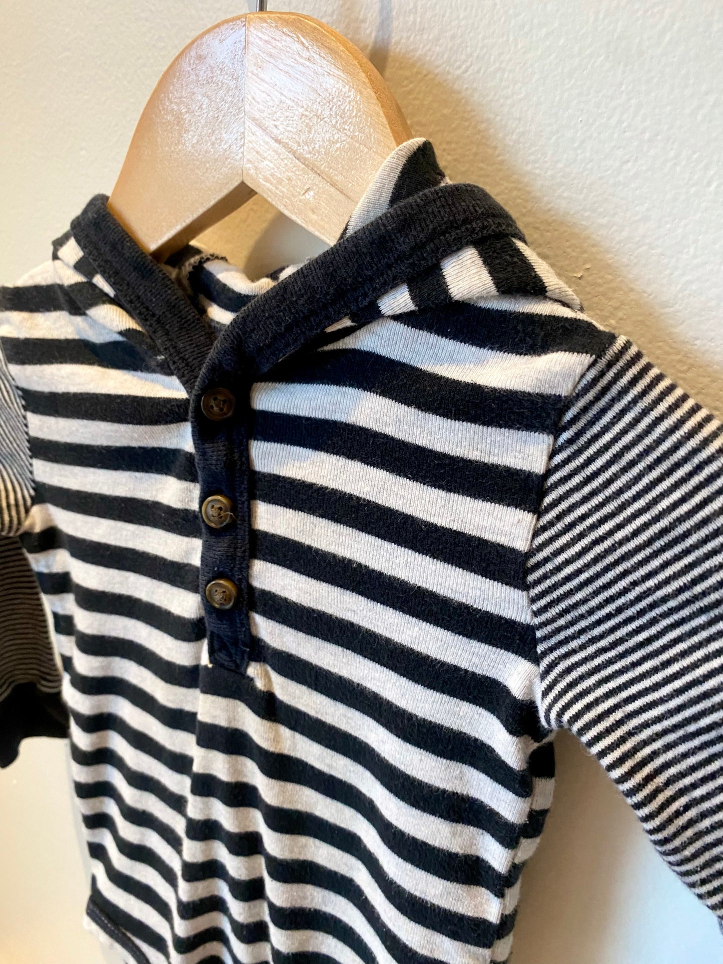 Striped Bodysuit with Hood / 12m