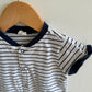 H&M White + Navy Striped Button Up Romper / 12-18m