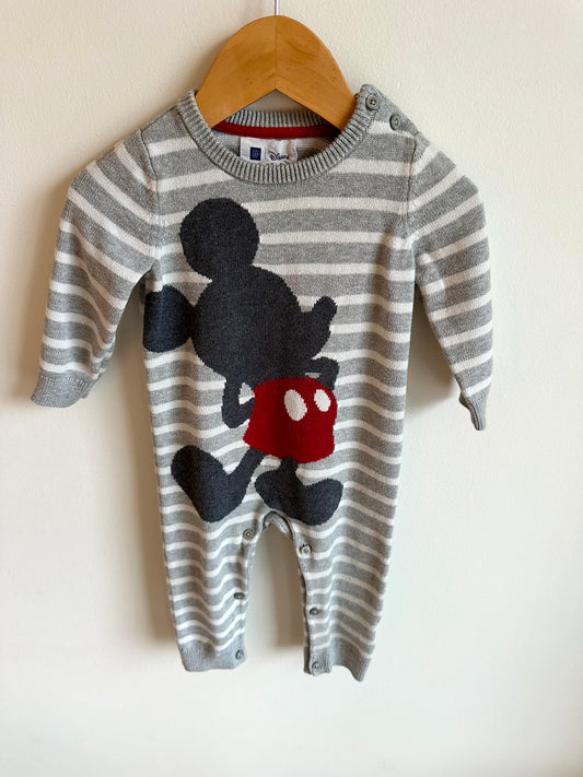 Gap Mickey Mouse Knit Jumpsuit / 12-18m