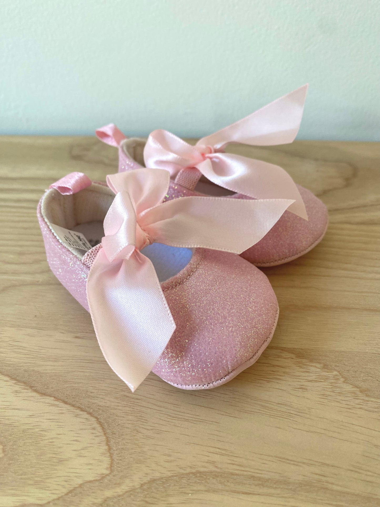 Pink Sparkly Shoes with Ribbon / Size 1 Infant