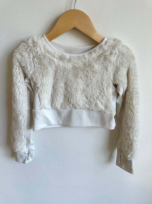 White Fuzzy Cropped Sweater / 4-5 years