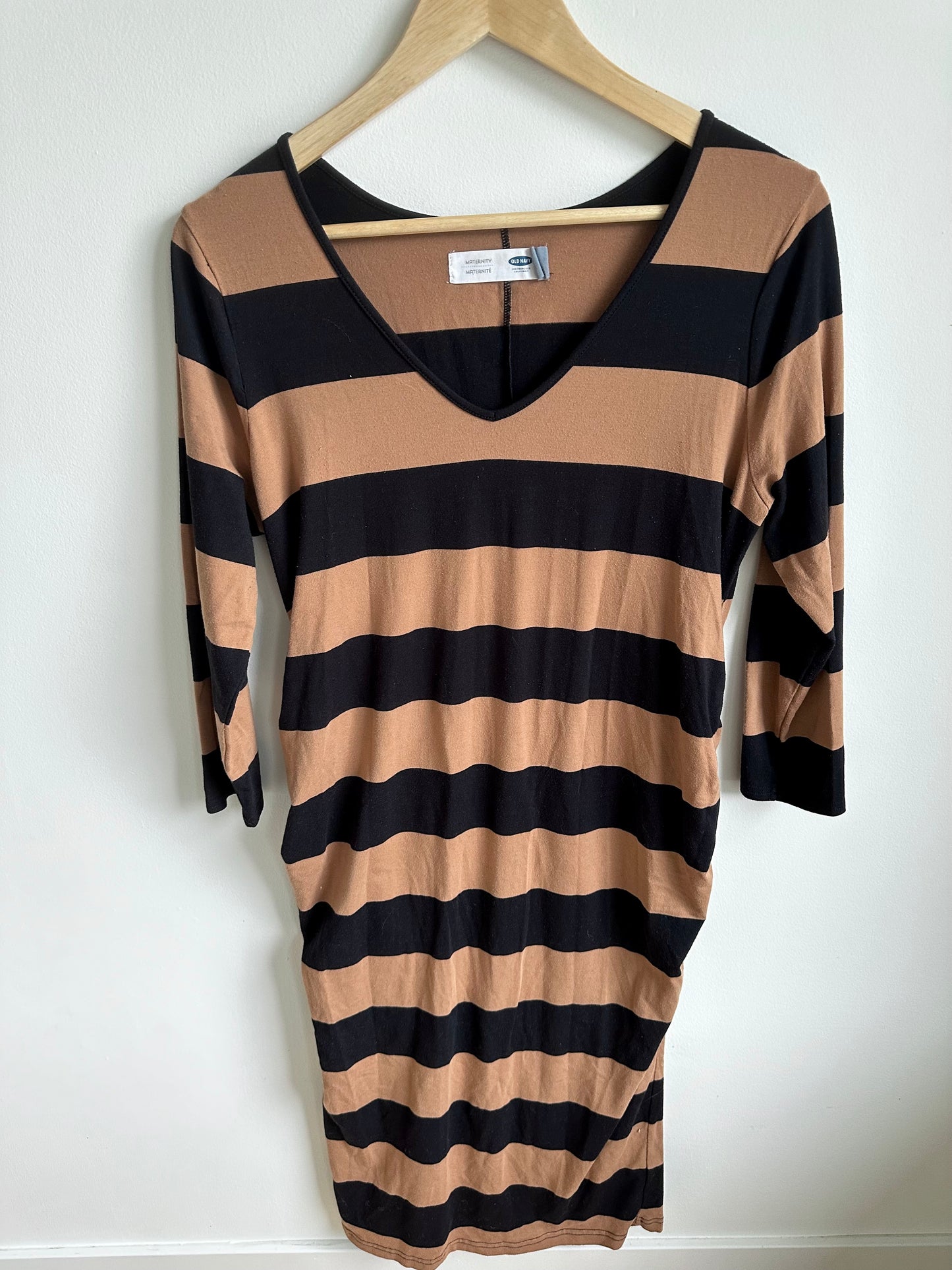 Stretchy Striped Maternity Dress / Large