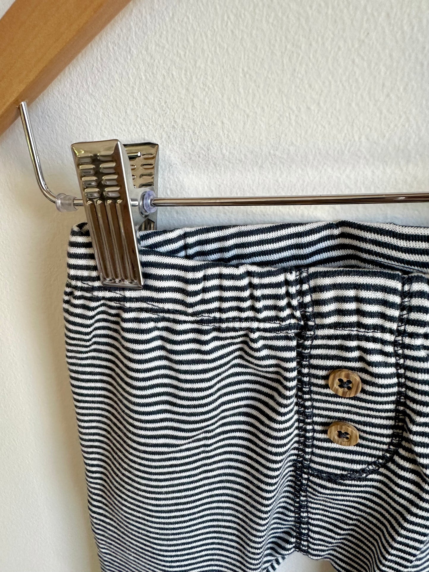 Navy Striped Pants with Buttons / 6m