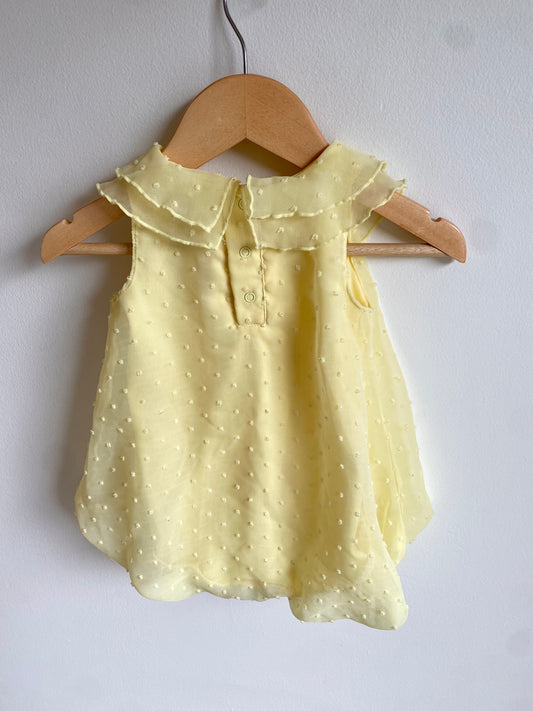 Yellow Pom Pom Romper / 3-6m