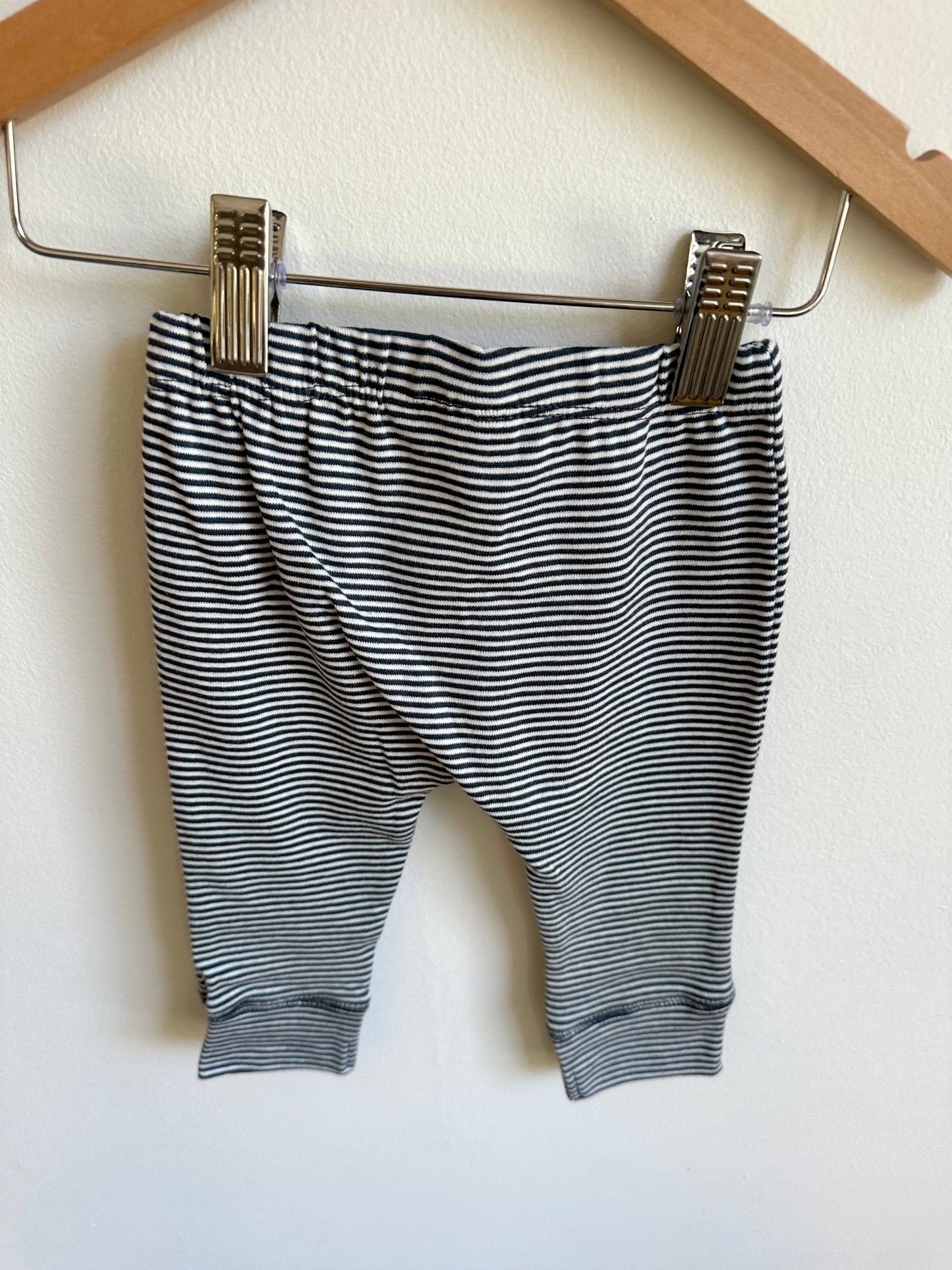 Navy Striped Pants with Buttons / 6m