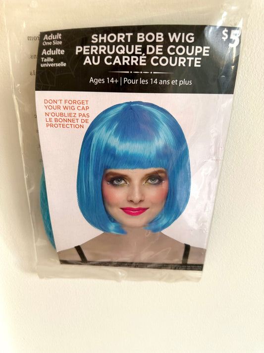 Short Blue Bob Wig / Adult (14+)