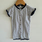 H&M White + Navy Striped Button Up Romper / 12-18m