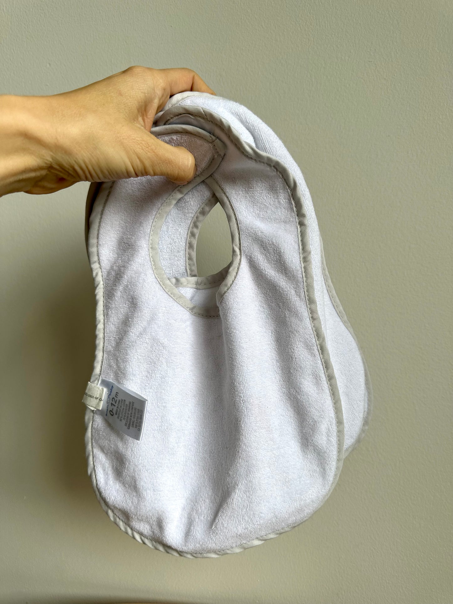 Three Grey Trim Bibs / 0-12m