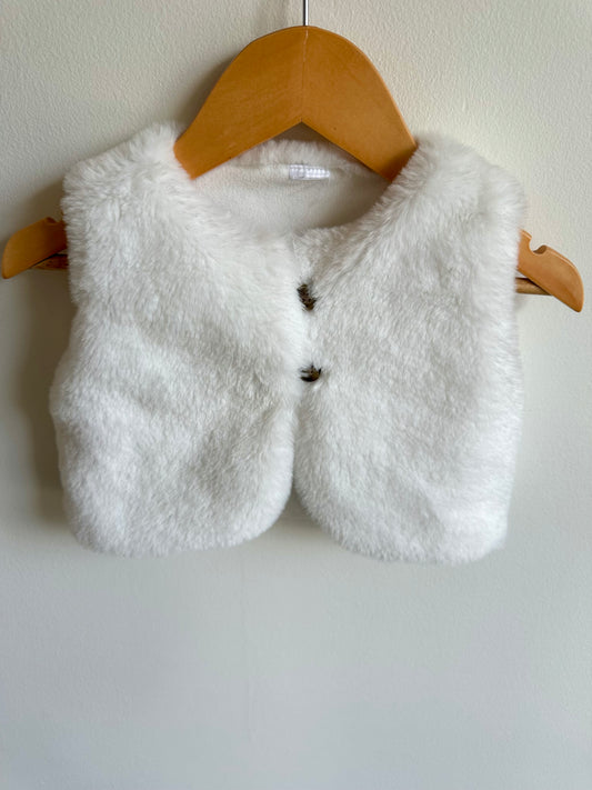 White Faux Fur Vest / 18m