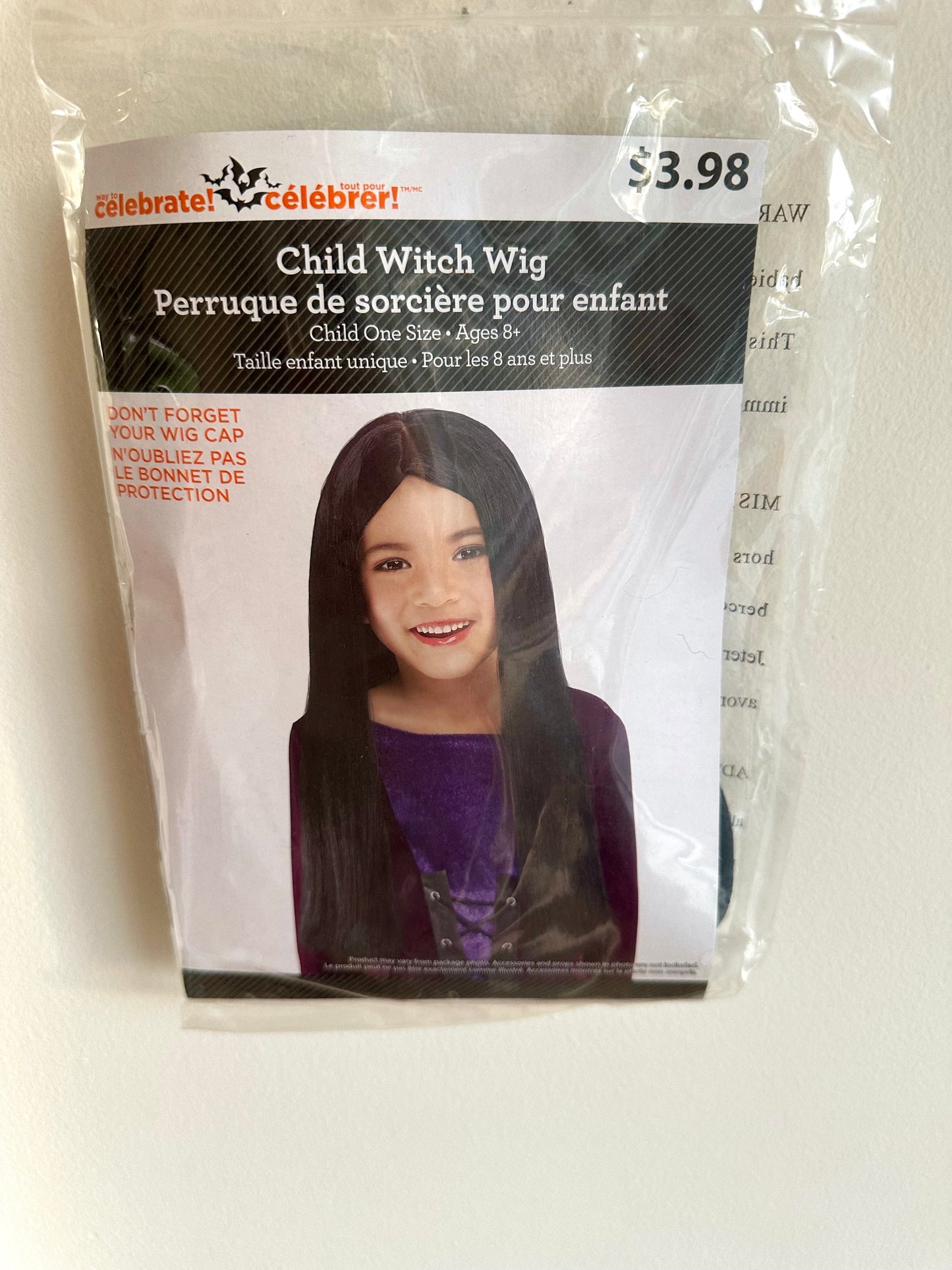 Child Long Black Witch Wig / Child (8+)