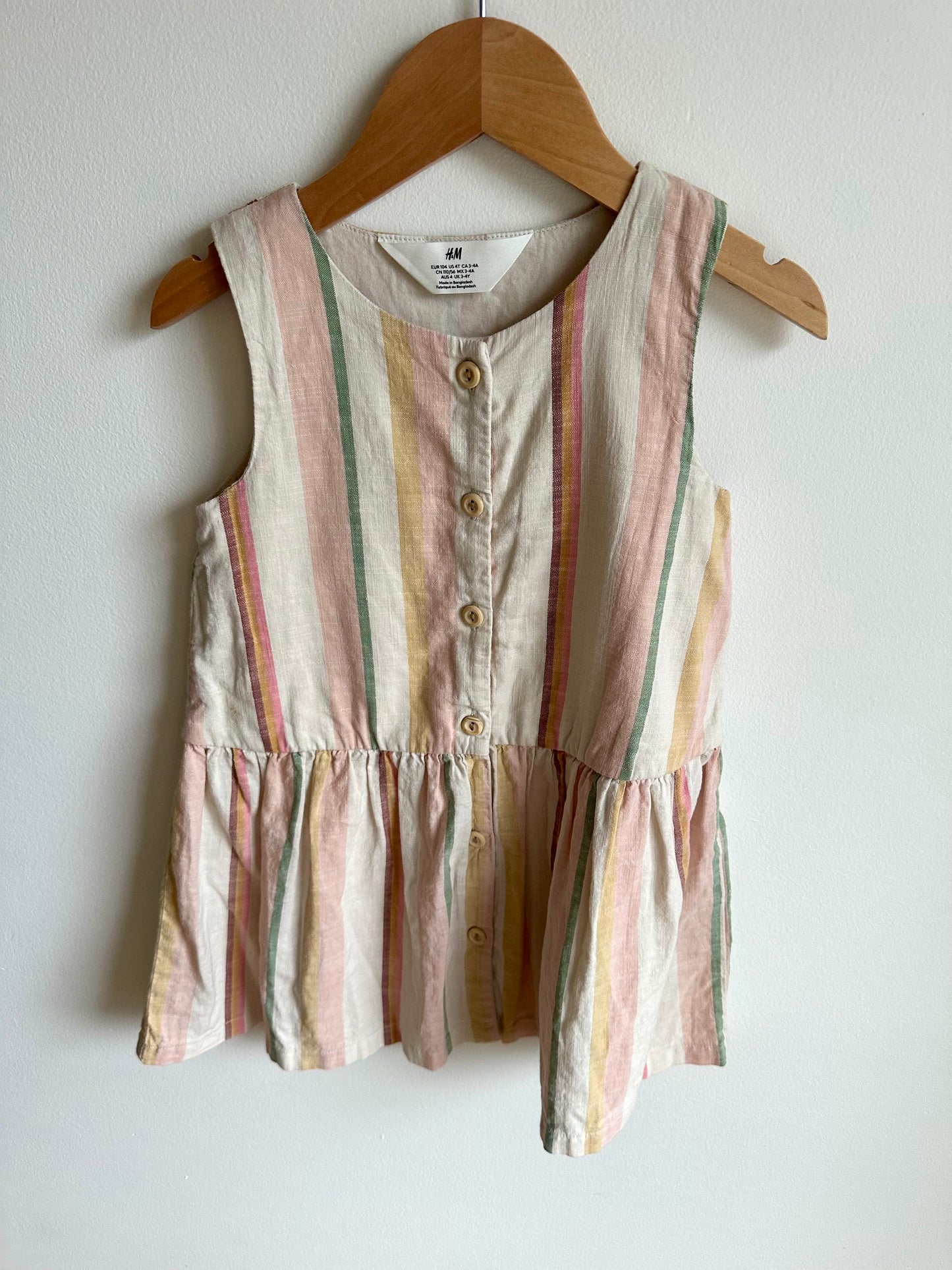 Stripe Linen Like Dress / 3-4T