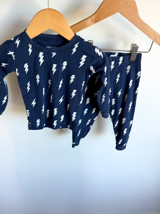100% Cotton Navy Lightening PJ Set / 6-9m